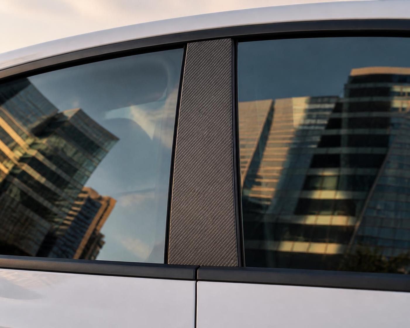 Carbon Fiber Texture A & B Pillar Trim Covers for Tesla Model Y Juniper & Model 3 Highland - Complete Set - 图片 4