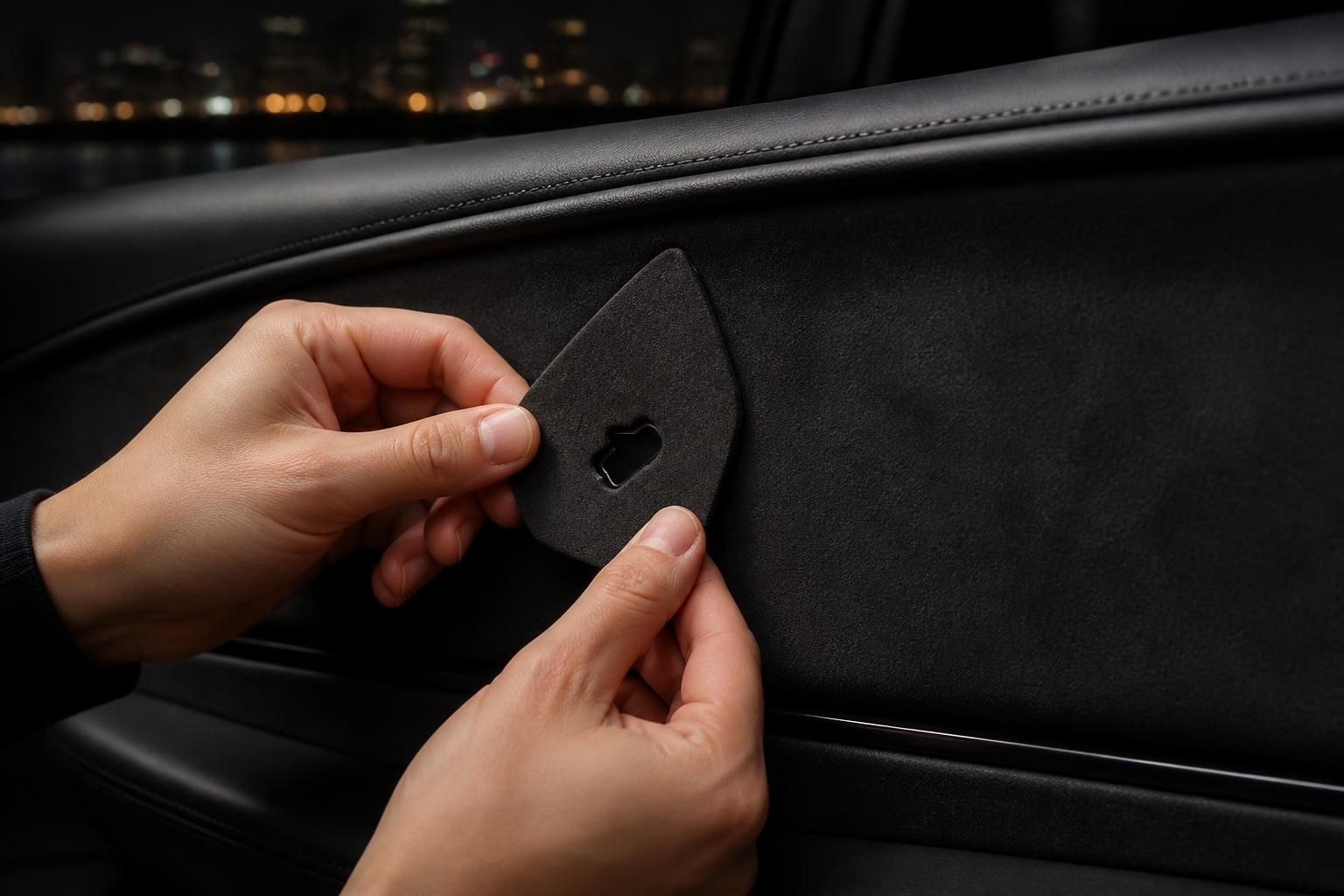 Door Button Decals for Tesla Model 3 Highland & Model Y Juniper - Suede Door Release Covers, 4-Pack - 图片 5