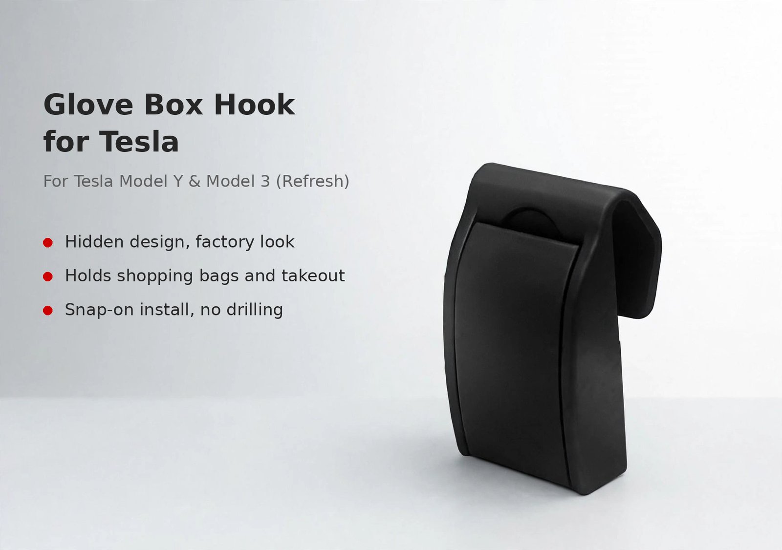 Glove Box Hook for Tesla Model Y & Model 3 (Refresh) - Hidden Bag Hook - 图片 5