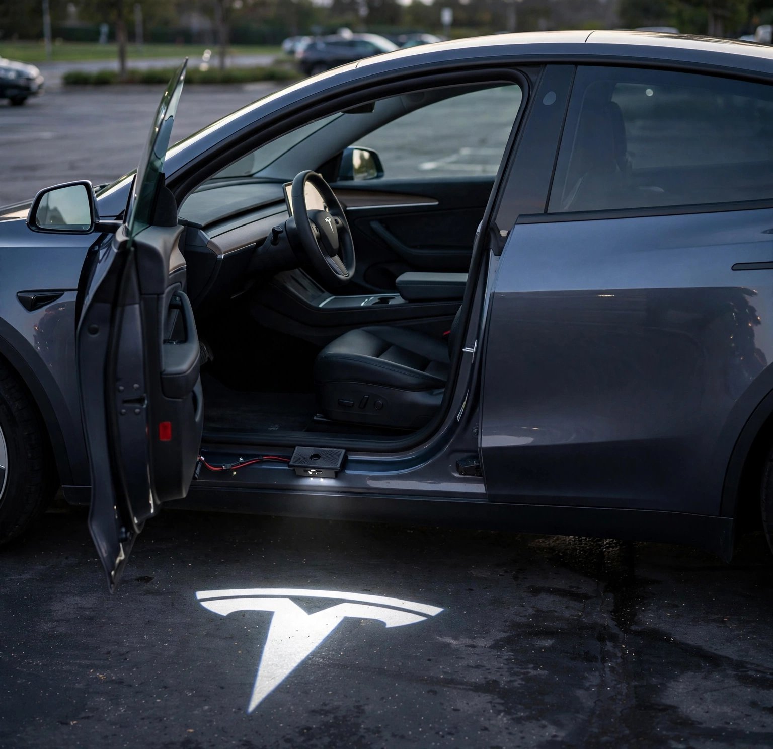 LED Door Puddle Lights for Tesla Model 3 & Model Y - Logo Projection, Pair - 图片 2