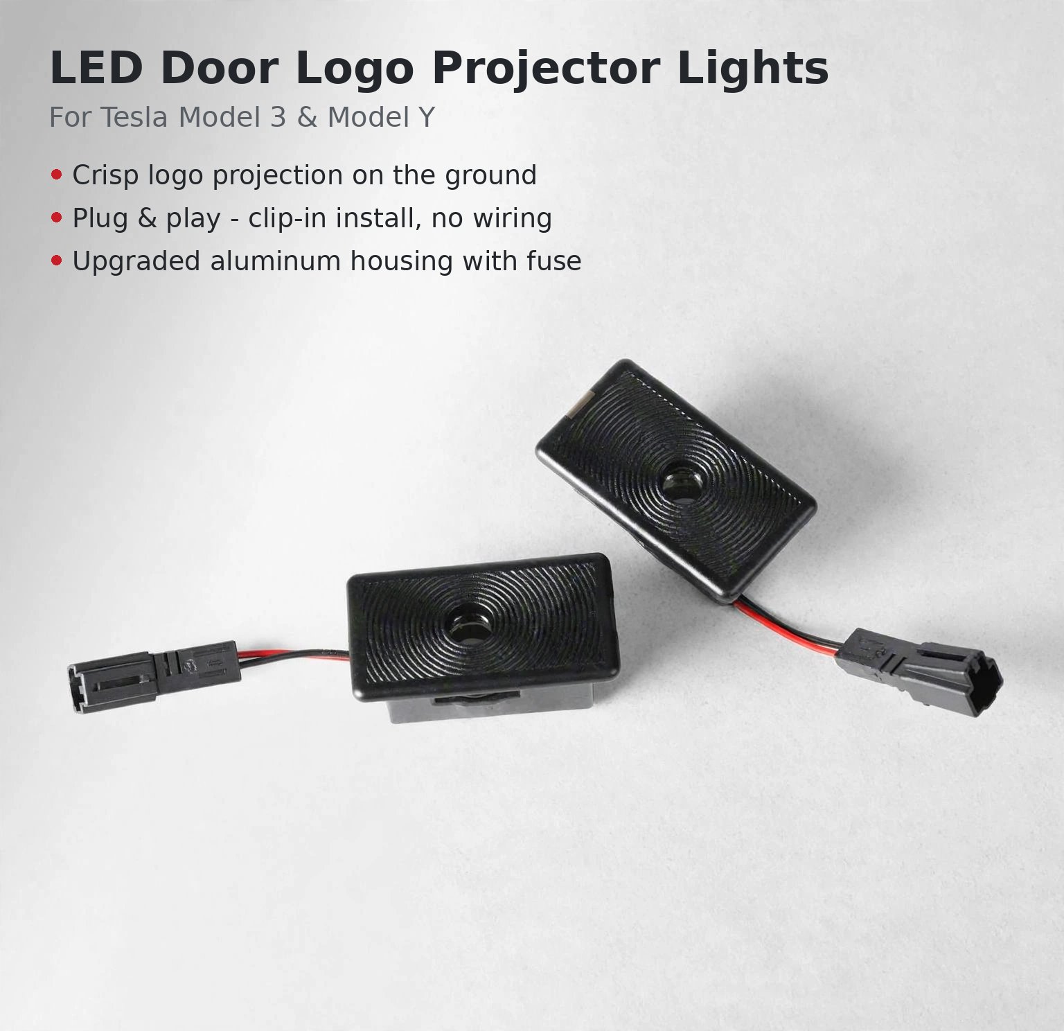 LED Door Puddle Lights for Tesla Model 3 & Model Y - Logo Projection, Pair - 图片 5