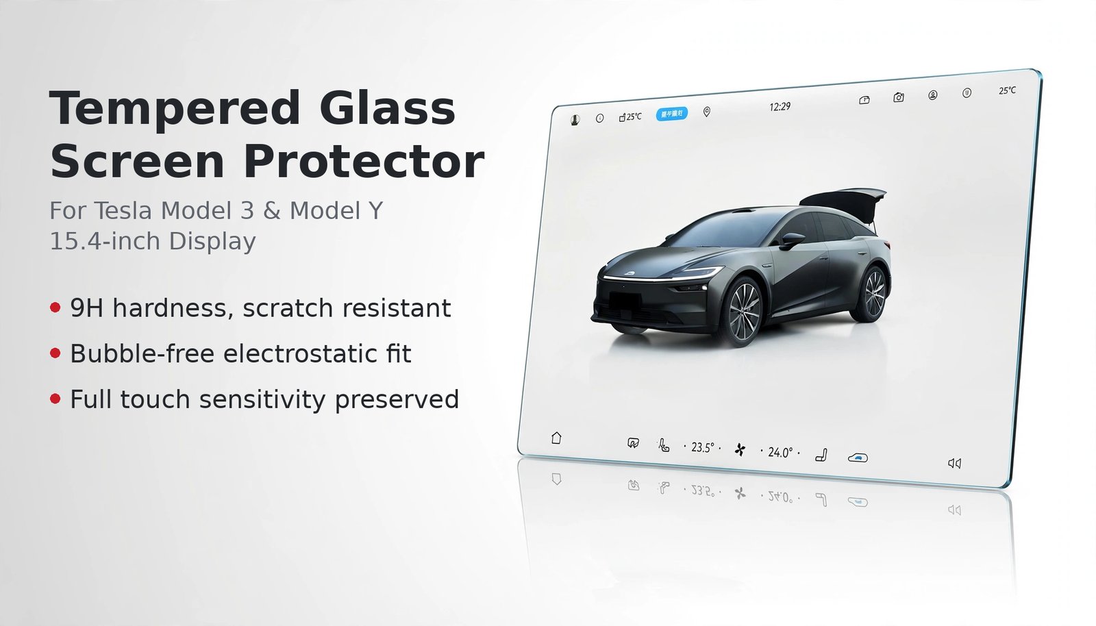 Tempered Glass Screen Protector for Tesla Model 3 Highland & Model Y Juniper - 15.4 inch - 图片 5